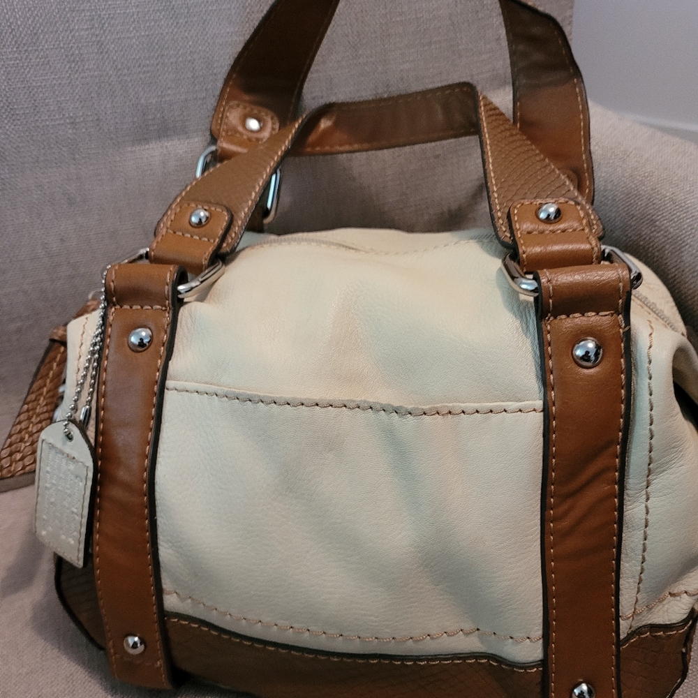 St John's Bay Cream Leather Satchel